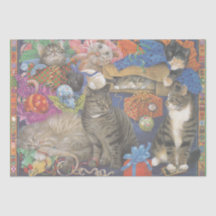 ADORABLE CAT PAINTED CHRISTMAS TISSUE PAPER