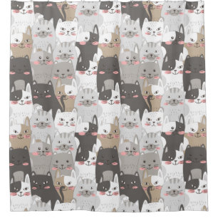 Adorable Cat Pattern Shower Curtain
