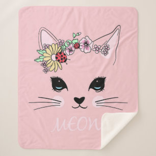 Adorable Cat   Pink Cute Meow Cat Blanket