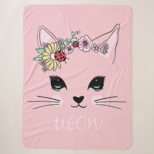 Adorable Cat Pink Cute Meow Cat Blanket