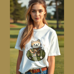 adorable cat playing golf illustration  Tri-Blend shirt