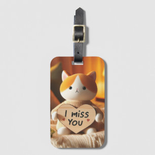 Adorable Cat Plush with Heartfelt Message Luggage Tag