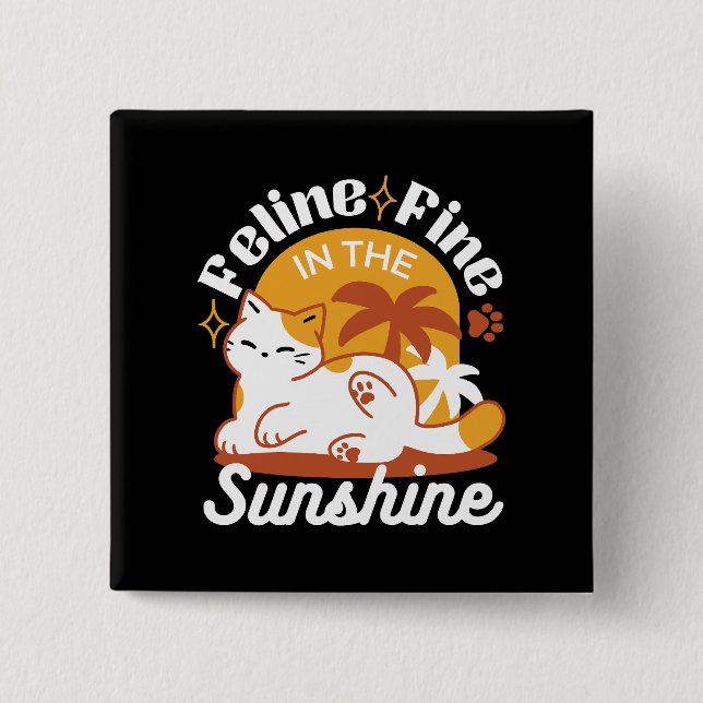 Adorable Cat Relaxing in the Sunshine – Summer Pet 15 Cm Square Badge (Front)
