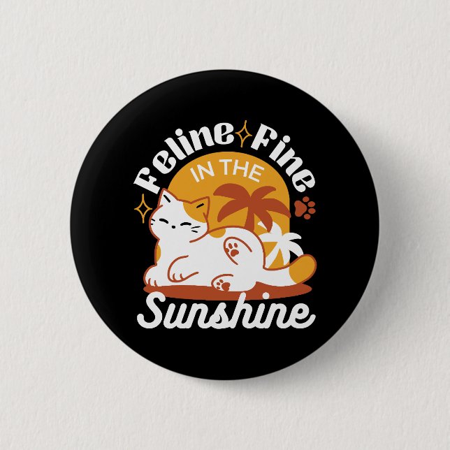 Adorable Cat Relaxing in the Sunshine – Summer Pet 6 Cm Round Badge (Front)