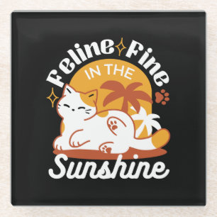 Adorable Cat Relaxing in the Sunshine – Summer Pet Glass Coaster