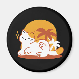 Adorable Cat Relaxing in the Sunshine – Summer Pet Magnet
