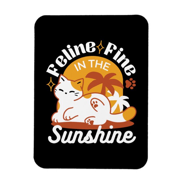 Adorable Cat Relaxing in the Sunshine – Summer Pet Magnet (Vertical)