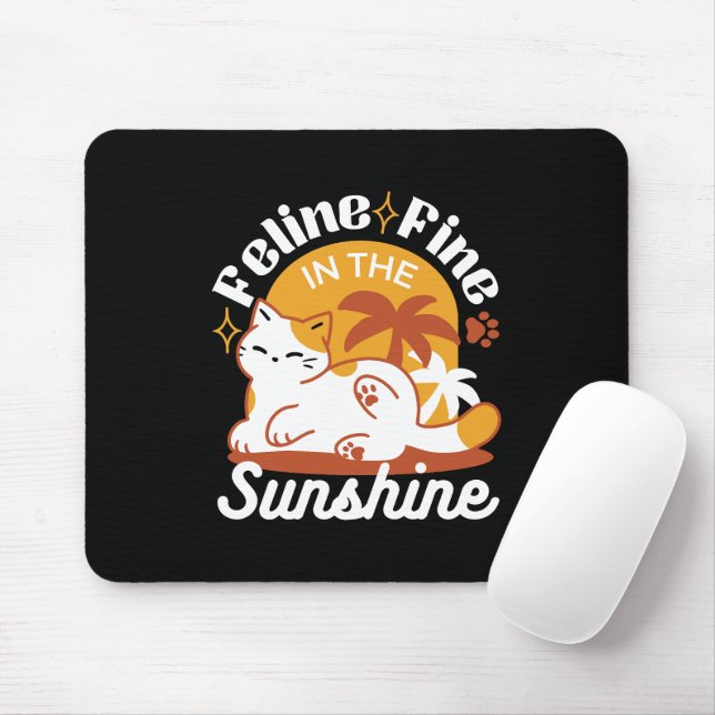 Adorable Cat Relaxing in the Sunshine – Summer Pet Mouse Pad (With Mouse)