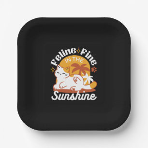 Adorable Cat Relaxing in the Sunshine – Summer Pet Paper Plate