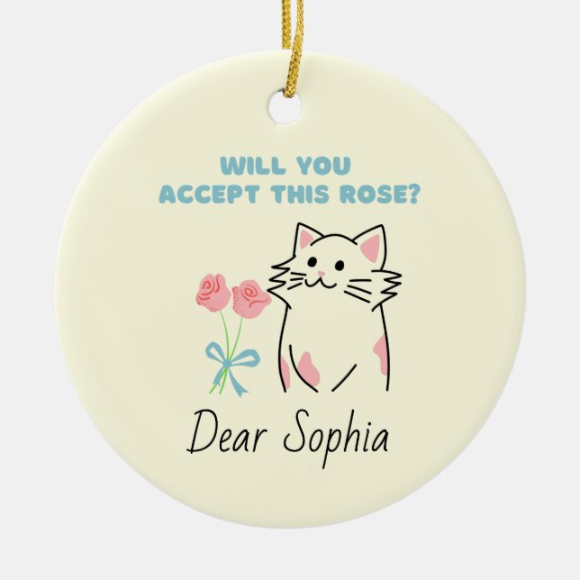 Adorable Cat&Rose Ornament (Front)