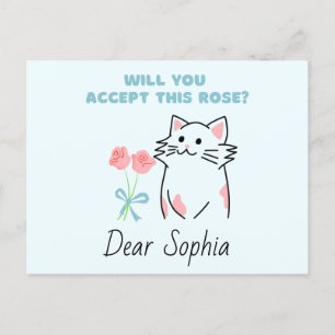 Adorable Cat&Rose Postcard