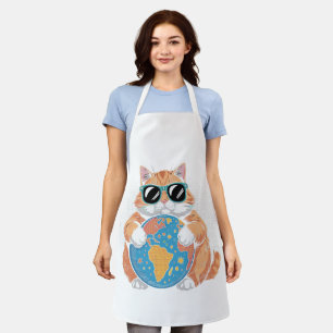 Adorable Cat Save The Planet Nature Conservation Apron