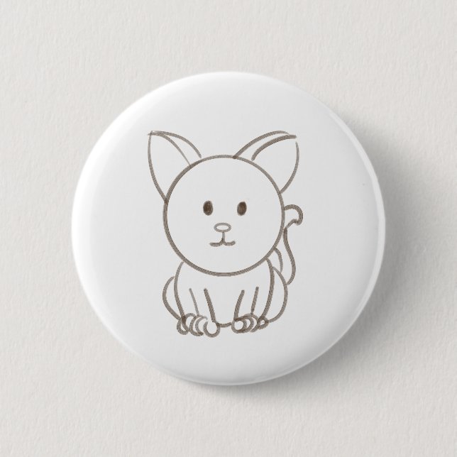 Adorable cat sketch 6 cm round badge (Front)