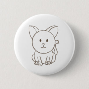 Adorable cat sketch 6 cm round badge