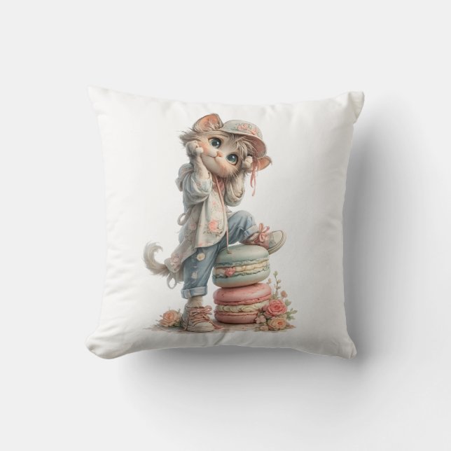 Adorable Cat & Sweets Home Decor  Cushion (Front)