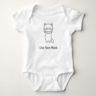 ADORABLE CAT WEARING FACE MASK BABY BODYSUIT