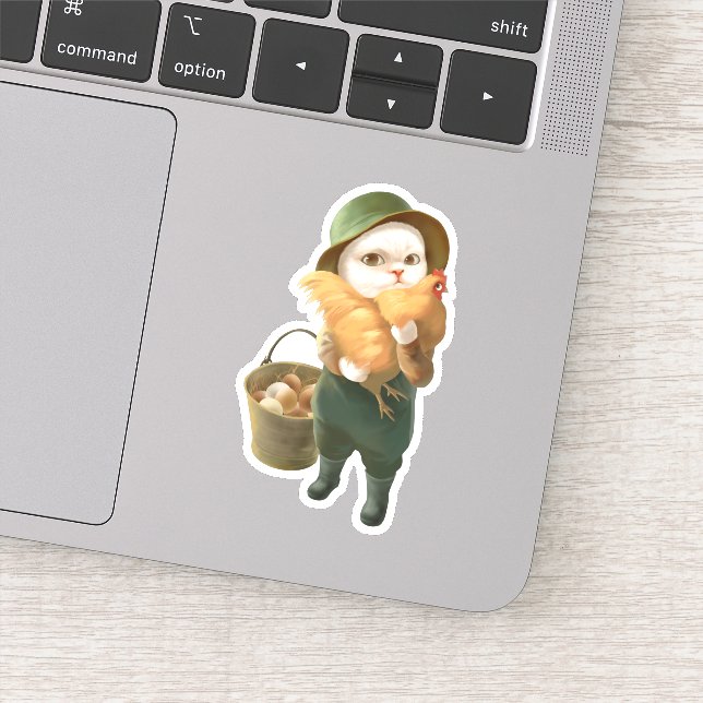 Adorable Cat with Hen on Farm (Detail)