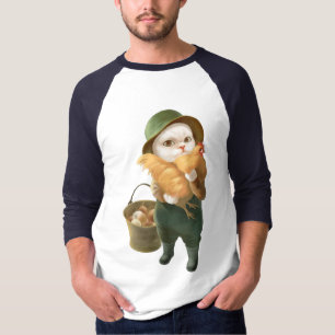 Adorable Cat with Hen on Farm T-Shirt