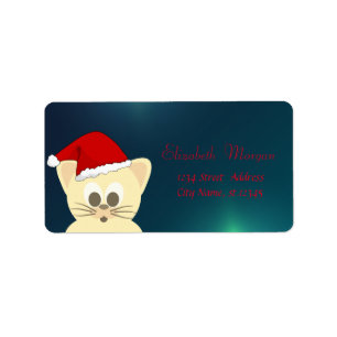 Adorable Cat With Santa Hat, Green Label