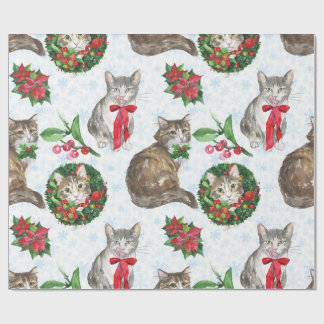 Adorable Cat Wreath Wrapping Paper