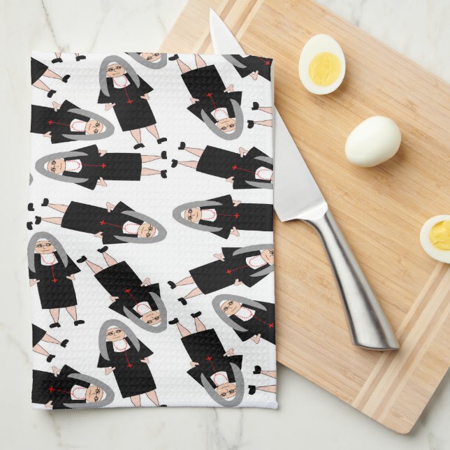Adorable Catholic Nuns Tea Towel (Quarter Fold)