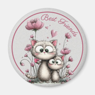Adorable Cats Best Friends Magnet
