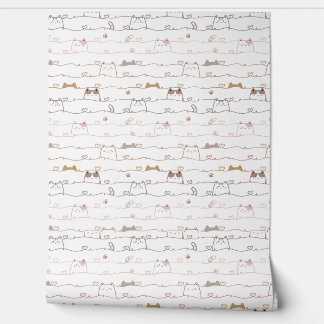 Adorable Cats Peeking Over Hearts  Wallpaper