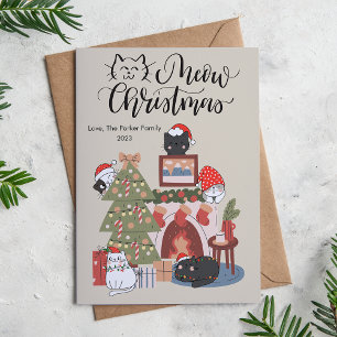 Adorable Cats Room Pet Lover Christmas Flat Holiday Card
