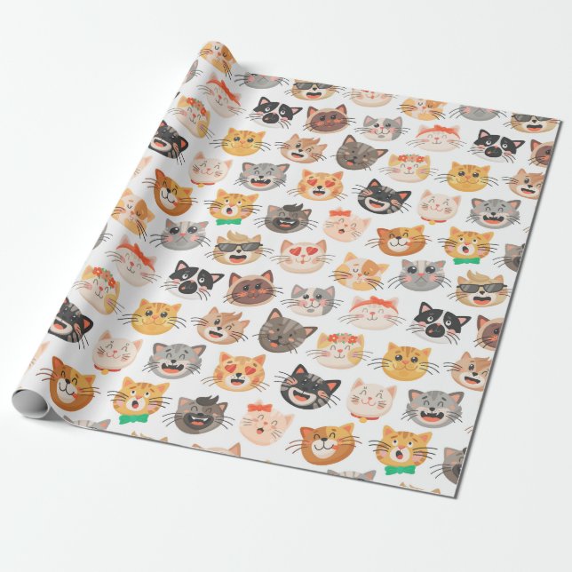 Adorable Cats Wrapping Paper (Unrolled)