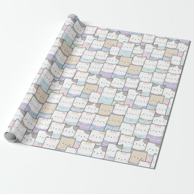 Adorable Cats Wrapping Paper (Unrolled)
