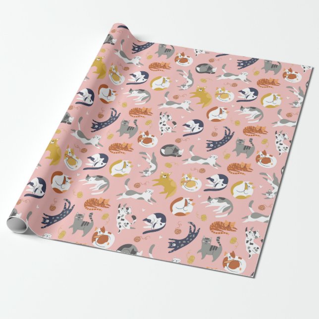 Adorable Cats Wrapping Paper (Unrolled)
