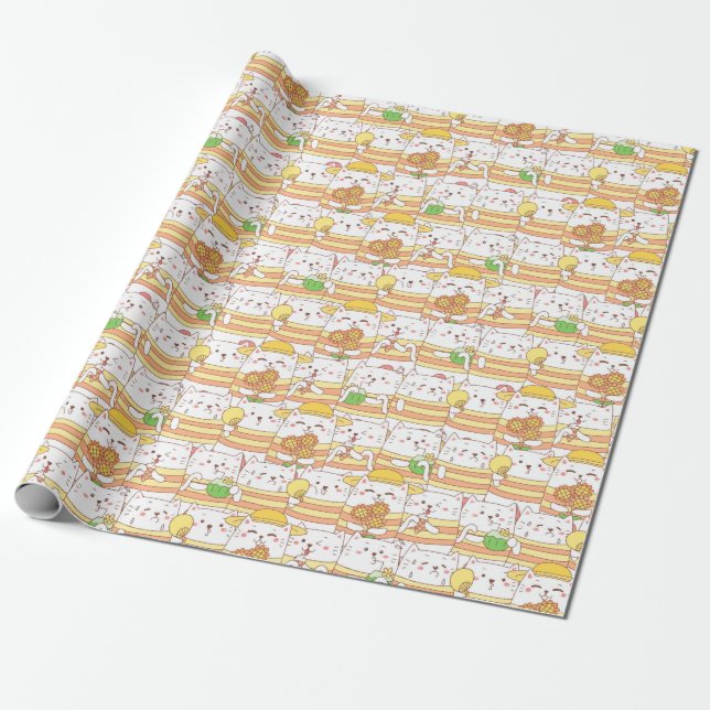 Adorable Cats Wrapping Paper (Unrolled)