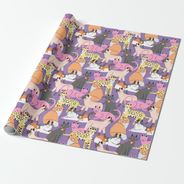 Adorable Cats Wrapping Paper (Unrolled)