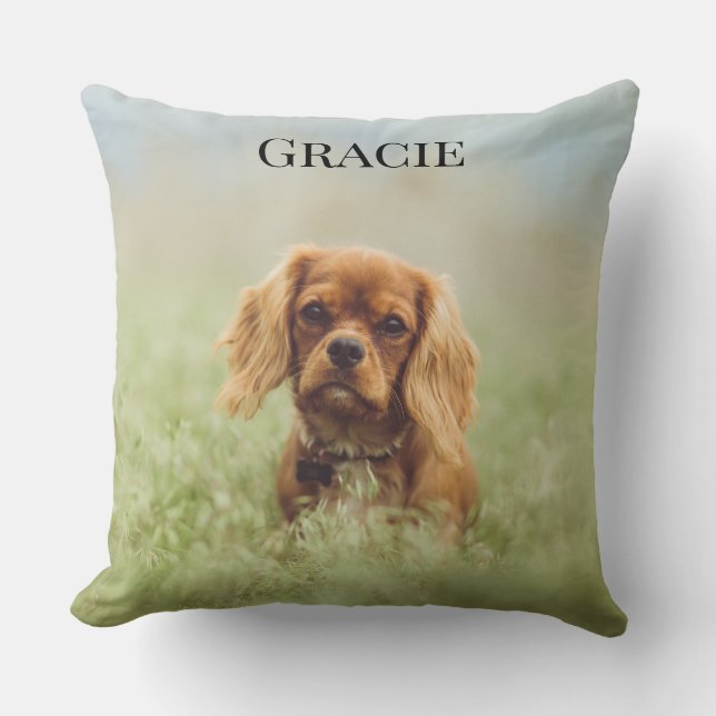 Adorable Cavalier King Charles puppy Throw Pillow (Front)