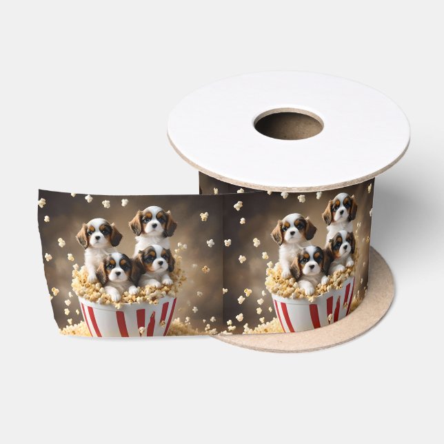 Adorable Cavalier Spaniel Puppies, Satin Ribbon (Spool)