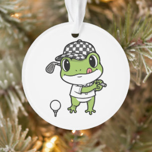 Adorable Charm Cute Frog Golfing Playful Fun Gift Ornament