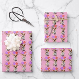Adorable Cheerful Dog Lovers Pink Corgi Birthday Wrapping Paper Sheet