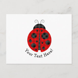 Adorable chequered plaid ladybug graphic icon postcard