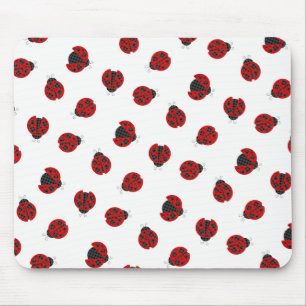 Adorable Chequered Plaid Ladybug Graphic Pattern Mouse Pad