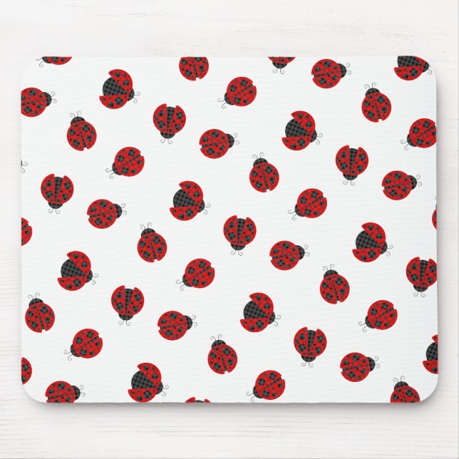 Adorable Chequered Plaid Ladybug Graphic Pattern Mouse Pad (Front)