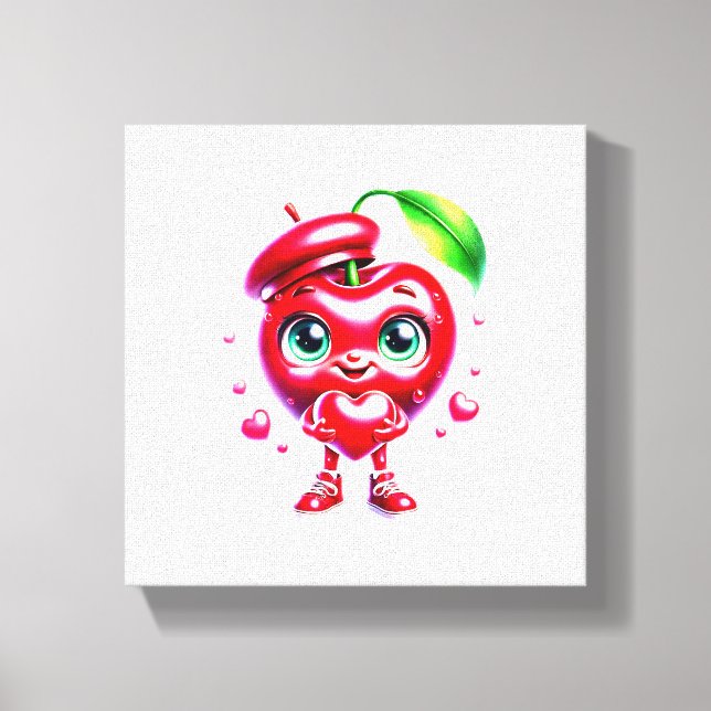"Adorable Cherry Heart Wall Art" Canvas Print (Front)