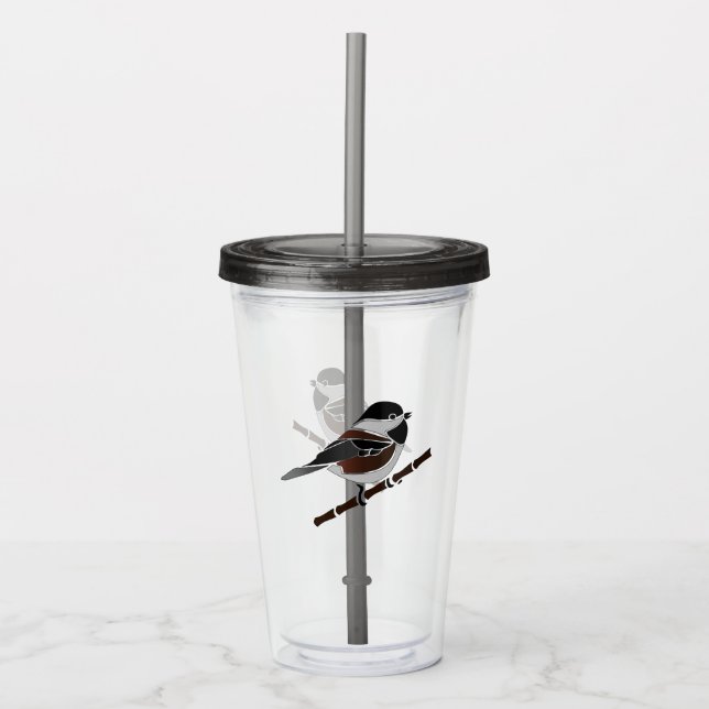 Adorable Chestnut Backed Chickadee Bird Acrylic Tumbler (Front)