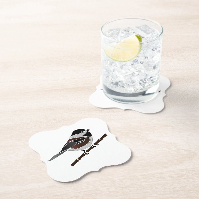 Adorable Chestnut Backed Chickadee Bird Paper Coaster (Insitu)