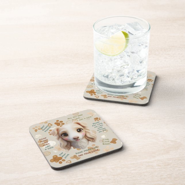 Adorable Chibi Borzoi Puppy Face Coaster (Right Side)