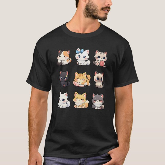 Adorable Chibi Kitten Collection T-Shirt Cute Cat (Front)