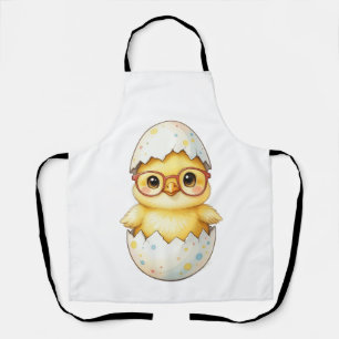 Adorable Chick in Glasses Easter Mimosa Art Apron
