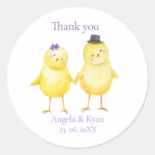 Adorable Chicks Little Birds Custom Wedding Favor  Classic Round Sticker