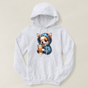 Adorable Chihuahua Drinking Coffee from Cup Hoodie