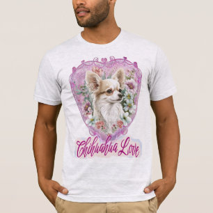 Adorable Chihuahua with flowers pink theme T-Shirt
