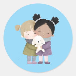 Adorable Children Hugging Sticker 